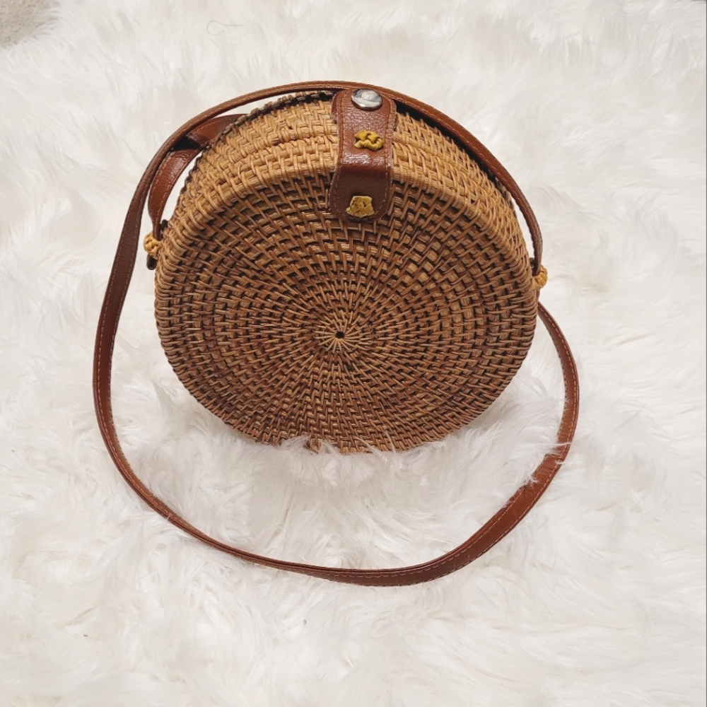 Handwoven Rattan Crossbody Bag